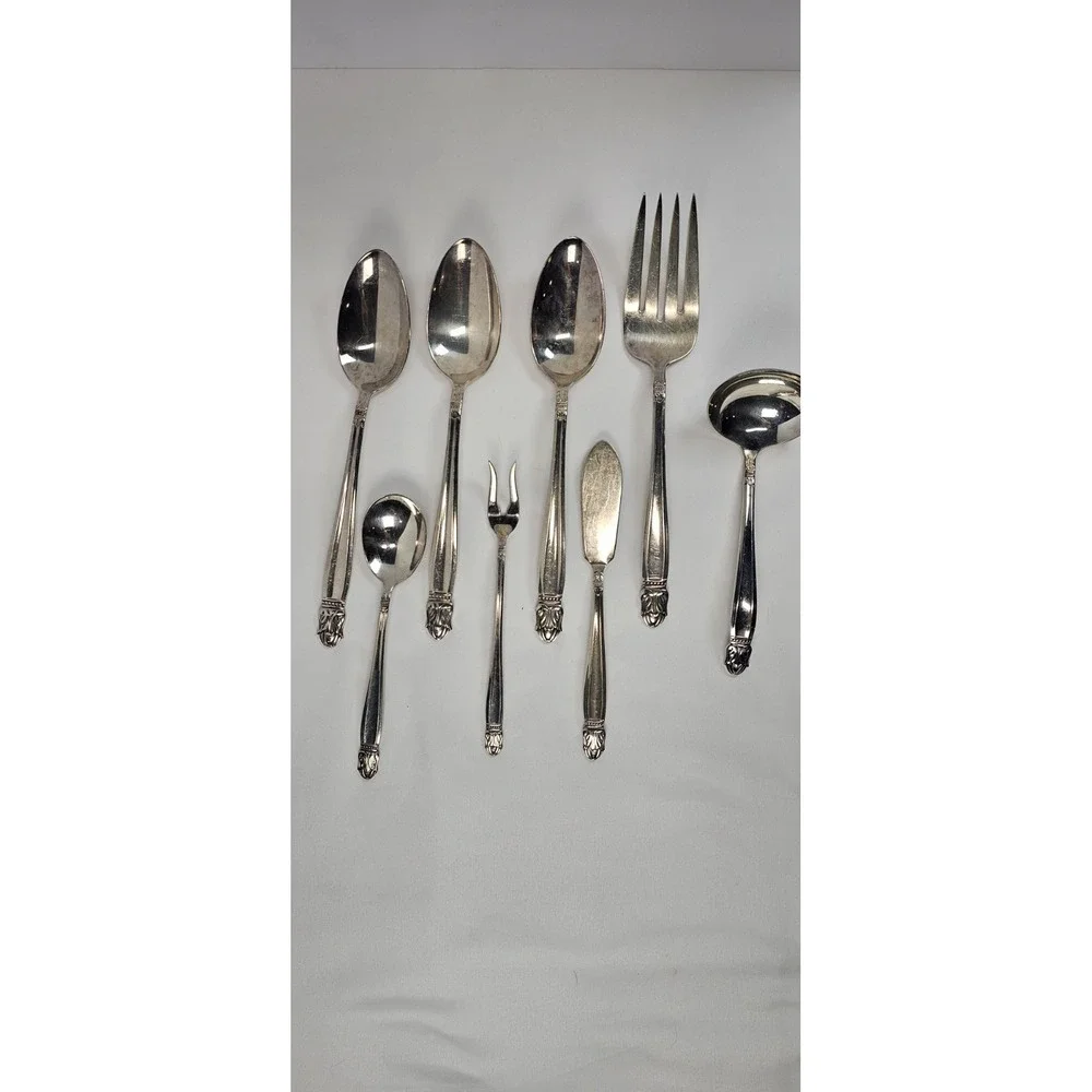 Holmes & Edwards Danish Princess IS Silverplate 8 Pc Mixed Flatware Serving Lot